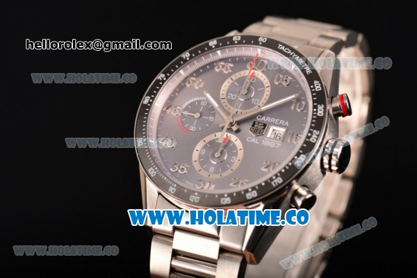 Tag Heuer Carrera Calibre 1887 Automatic Chrono Swiss Valjoux 7750 Automatic Full Steel with Grey Dial and Arabic Numeral Markers (Original) - Click Image to Close